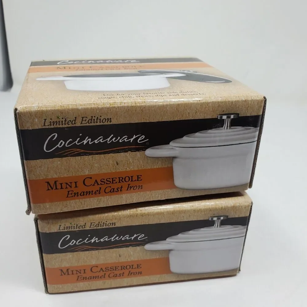 Cocinaware-New Mini enamal cast Iron 8oz. Casserole By Cocinaware set of 2 NEW